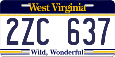 WV license plate 2ZC637