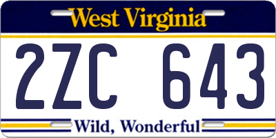WV license plate 2ZC643