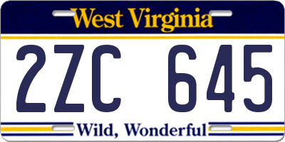 WV license plate 2ZC645