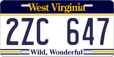 WV license plate 2ZC647