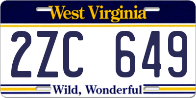 WV license plate 2ZC649
