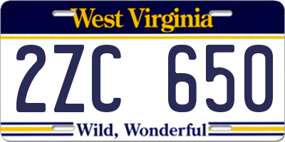 WV license plate 2ZC650