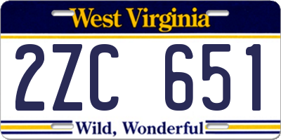 WV license plate 2ZC651
