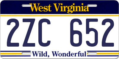 WV license plate 2ZC652