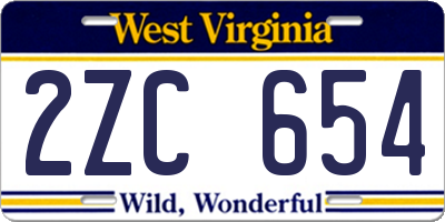 WV license plate 2ZC654