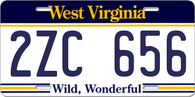 WV license plate 2ZC656