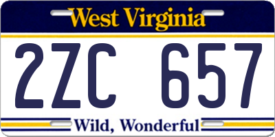 WV license plate 2ZC657