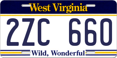 WV license plate 2ZC660