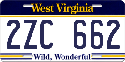 WV license plate 2ZC662