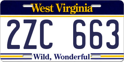 WV license plate 2ZC663