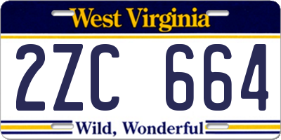 WV license plate 2ZC664