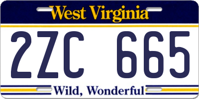 WV license plate 2ZC665