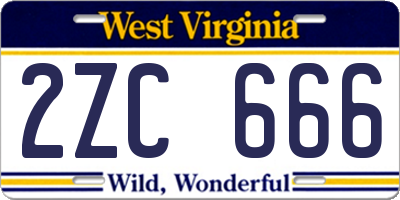 WV license plate 2ZC666