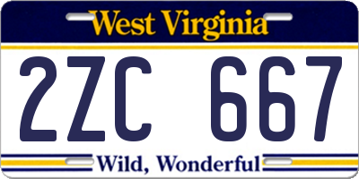 WV license plate 2ZC667