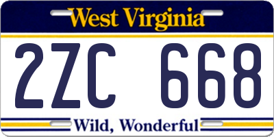 WV license plate 2ZC668