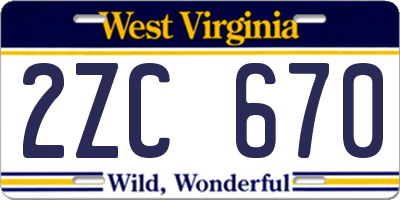 WV license plate 2ZC670