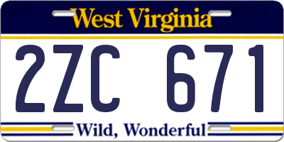 WV license plate 2ZC671