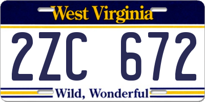 WV license plate 2ZC672