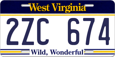 WV license plate 2ZC674