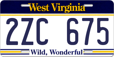 WV license plate 2ZC675