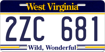 WV license plate 2ZC681