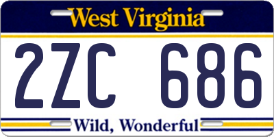 WV license plate 2ZC686