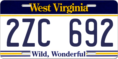 WV license plate 2ZC692
