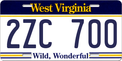 WV license plate 2ZC700