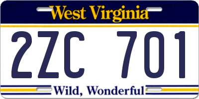 WV license plate 2ZC701
