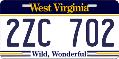 WV license plate 2ZC702