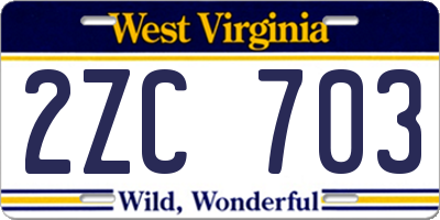 WV license plate 2ZC703