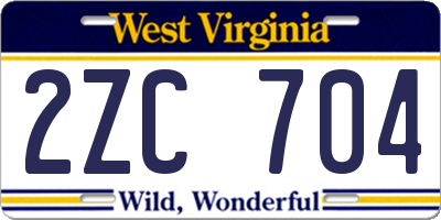 WV license plate 2ZC704