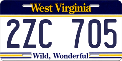 WV license plate 2ZC705