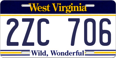 WV license plate 2ZC706