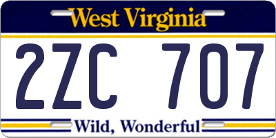 WV license plate 2ZC707