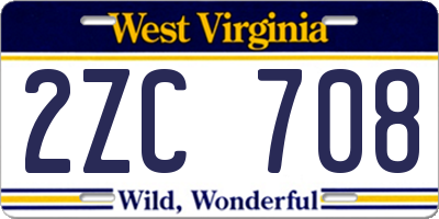 WV license plate 2ZC708