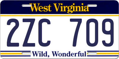 WV license plate 2ZC709