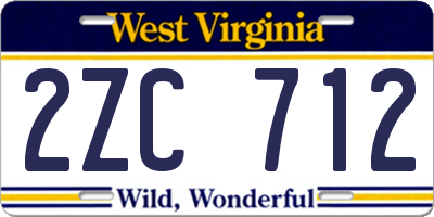 WV license plate 2ZC712