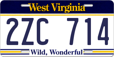 WV license plate 2ZC714