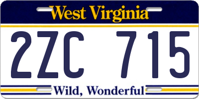 WV license plate 2ZC715