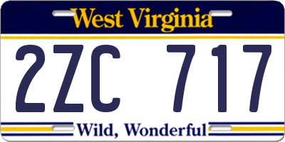 WV license plate 2ZC717