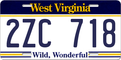 WV license plate 2ZC718