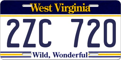 WV license plate 2ZC720
