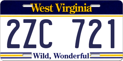 WV license plate 2ZC721