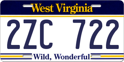 WV license plate 2ZC722