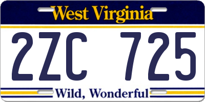 WV license plate 2ZC725