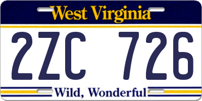 WV license plate 2ZC726