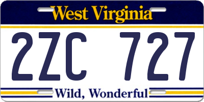 WV license plate 2ZC727