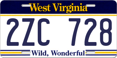 WV license plate 2ZC728