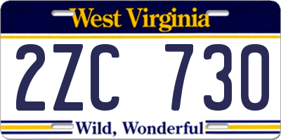 WV license plate 2ZC730